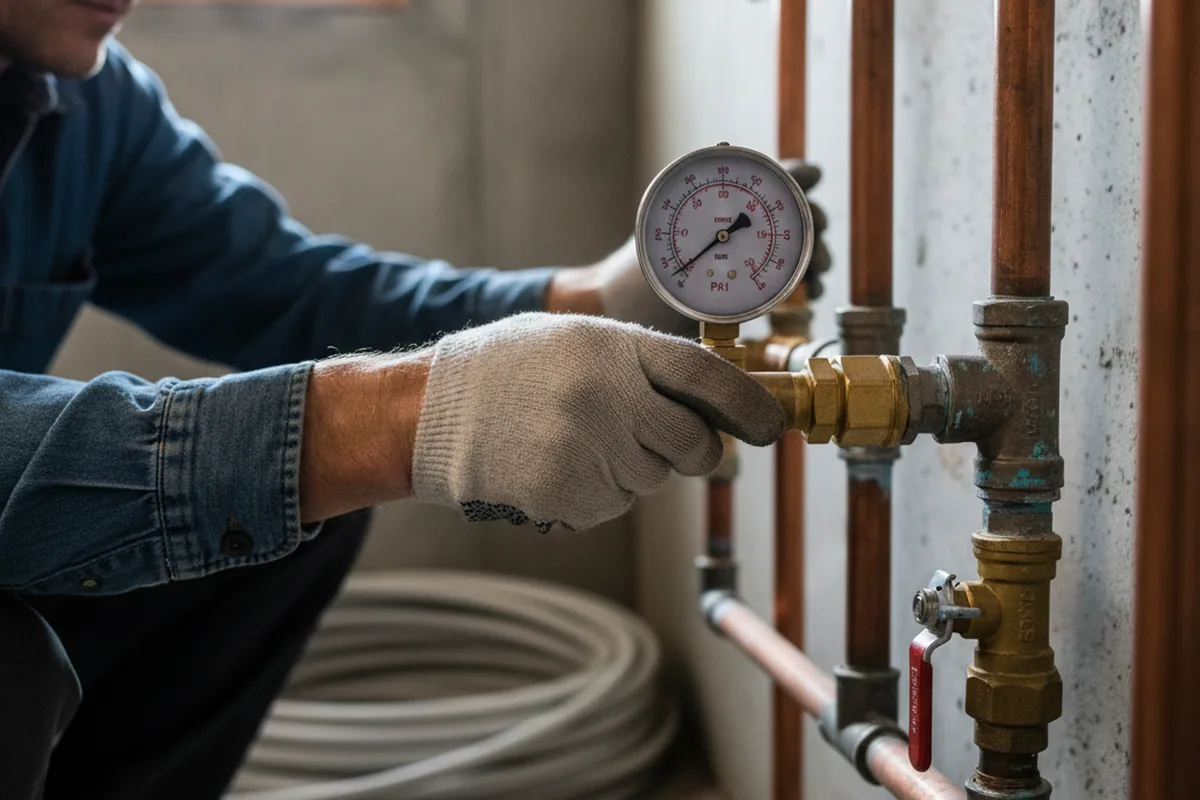 Pressure testing a repaired line during Water Line Repair in Eminence